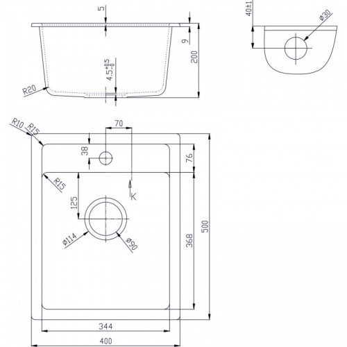 Мивка за кухня, гранит Inter Ceramic ICGS 4050BLACK